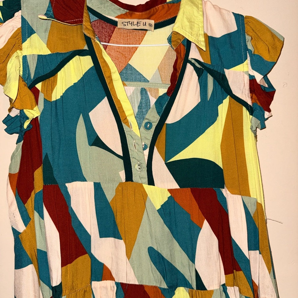 Colorful Geometric Pattern Dress - Picture 2 of 5